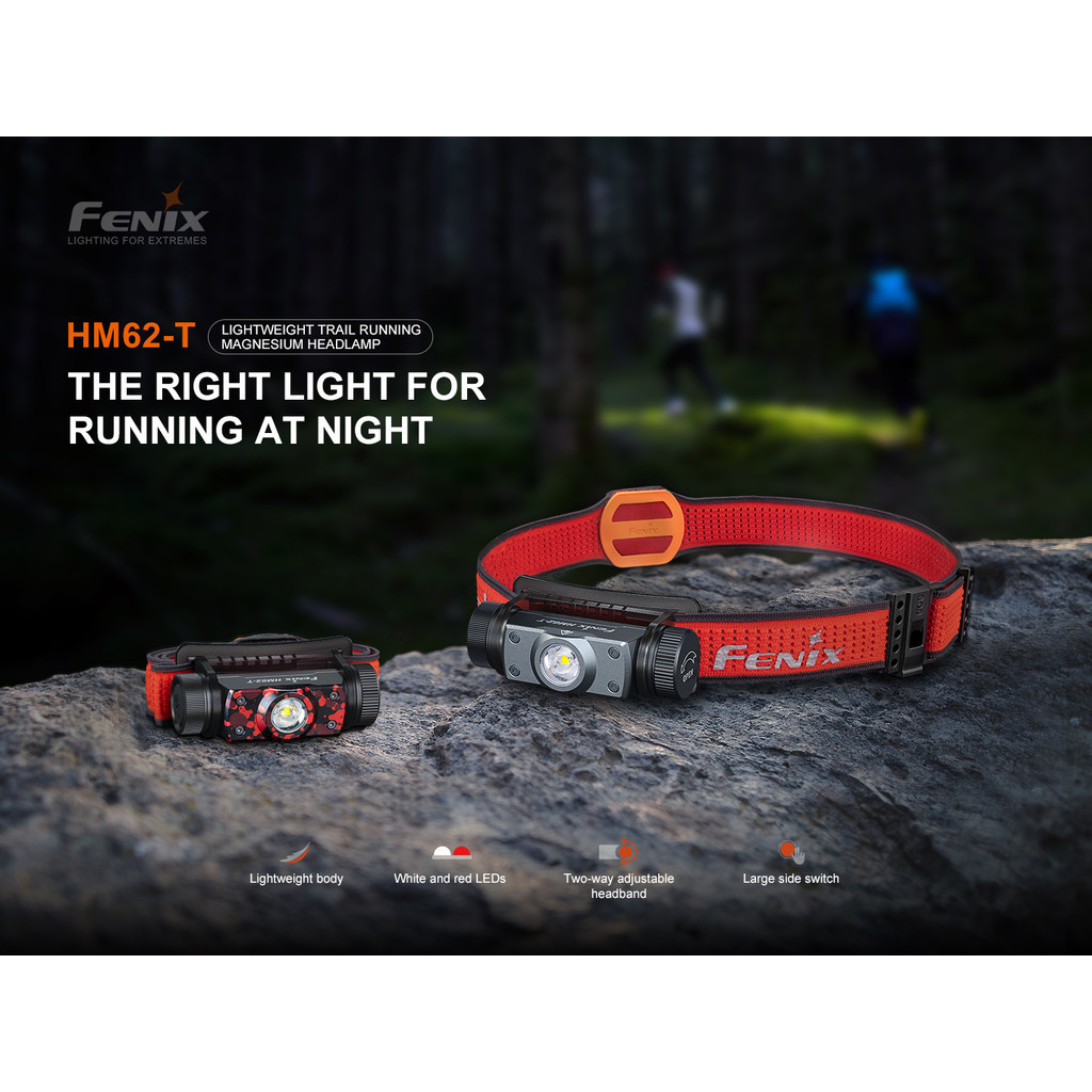 Fenix HM62-T Simple น้ําหนักเบา Trail Running ไฟหน้า 1200Lumens Type-C ชาร์จรวม 3400mAh แบตเตอรี่