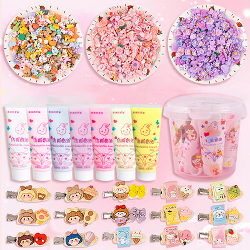 วิปครีมปลอม กิ๊บติดผม กาวครีม กาวครีม [ใหม่] เรซินน่ารัก 1 ชุด 70pcs แฮนด์เมด DIY ในการตกแต่งเคสโทรศัพท์ วิปครีมปลอม