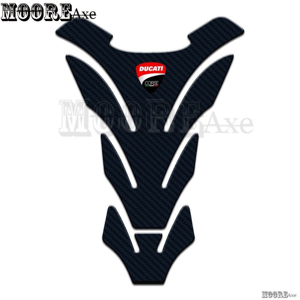 Mooreaxe สําหรับ Ducati Panigale V2 V4 V4S Monster 950 939 821 696 796 797 1200 1260 รถจักรยานยนต์ 3D การใช้ถังสติกเกอร์คาร์บอนไฟเบอร์ Pad Decal สติกเกอร์ปกป้องสติกเกอร์