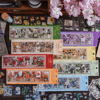 Journamm สติกเกอร์ PET ลายดอกไม้ สําหรับตกแต่งสมุดภาพ เครื่องเขียน DIY 6 ชิ้น ต่อแพ็ก