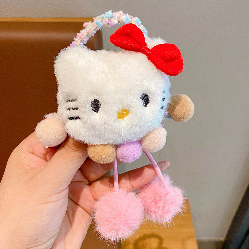 Sanrio Plush ที่คาดผมการ์ตูนน่ารัก Kuromi เครื่องประดับผมสำหรับสาวๆ - รูปที่ 4