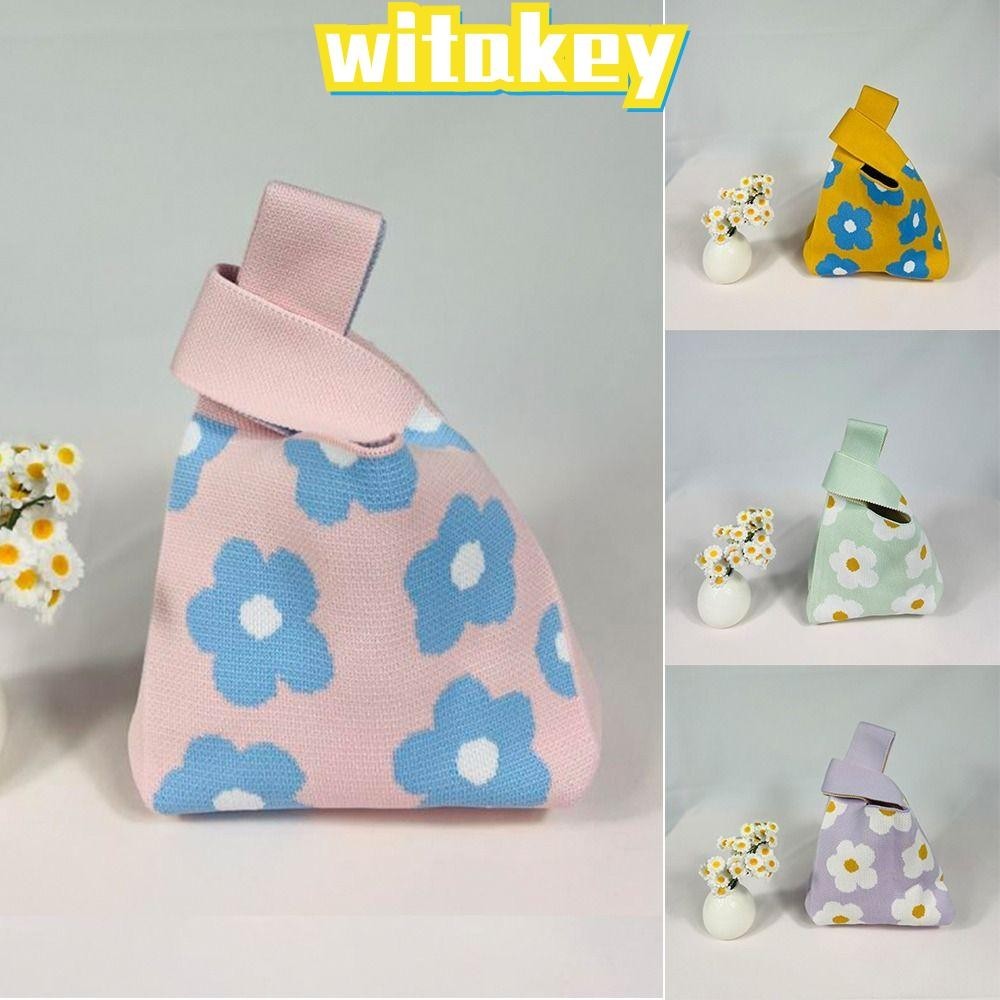 Witakey กระเป๋าถือถัก แฮนด์เมด ปักลายดอกไม้ จุของได้เยอะ แฟชั่นสําหรับสตรี