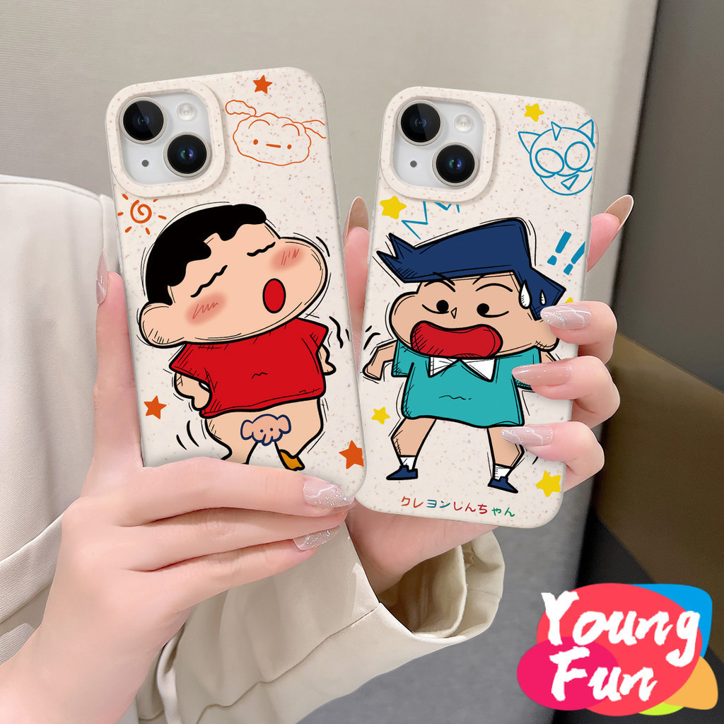 สําหรับ oppo ลายการ์ตูนชินจัง /ลายการ์ตูนชินจังตลก A17 A57 A77 4G A96 A16 A16S A74 A55 A54 4G 5G A33 2020 A52 A72 A92 A15S A15S A31 A12E A3S A9 A5 เคสโทรศัพท์มือถือ ลายข้าวสาลี ย่อยสลายได้ เป็นมิตรกับสิ่งแวดล้อม