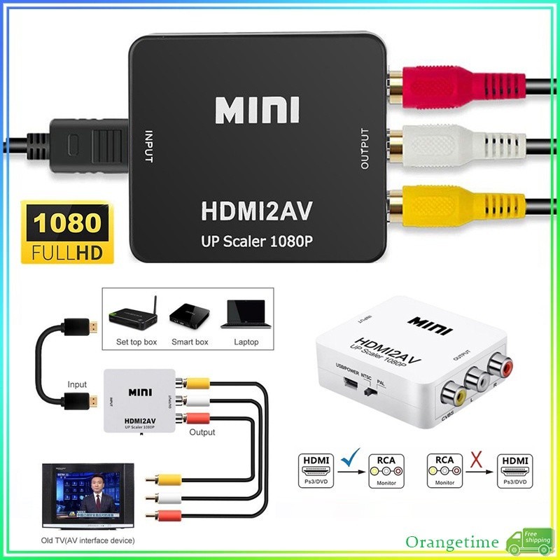 จัดส่งที่รวดเร็ว Hdmi เป็น RCA AV/CVBS Converter Mini HDMI2AV Video Audio Adapter HD 1080P รองรับ NTSC PAL สําหรับ PC Old TV DVD