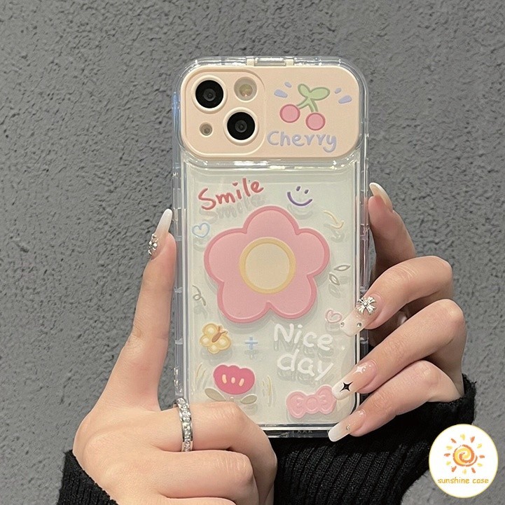 เคสโทรศัพท์พลิกกระจกเครื่องสำอางลาย Good Day ไอโฟน11 For iPhone12 13 14 15Pro MAX X XS XR XS 6 7 8Plus SE2020เคสโทรศัพท์