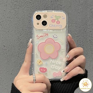 เคสโทรศัพท์พลิกกระจกเครื่องสำอางลาย Good Day ไอโฟน11 For iPhone12 13 14 15Pro MAX X XS XR XS 6 7 8Plus SE2020เคสโทรศัพท์