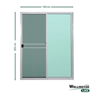 GlobalHouse WELLINGTAN (LIKE) ประตูอะลูมิเนียม บานเลื่อน SS W-AL/015 WH 160x205ซม. สีขาว พร้อมมุ้งสินค้าของแท้คุณภาพดี