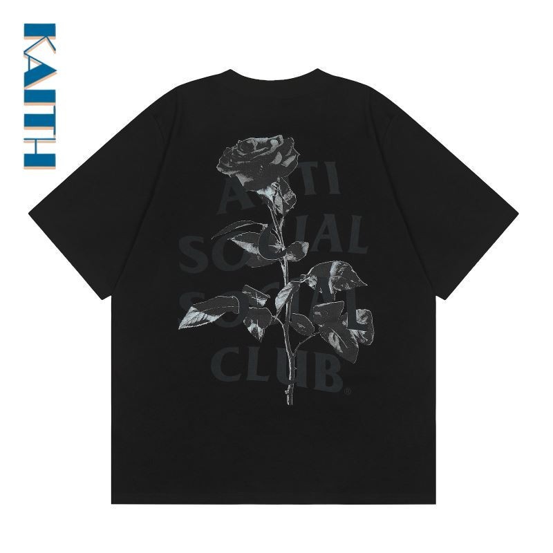 #T61 เสื้อยืดคอกลม ผ้าฝ้าย พิมพ์ลายกราฟฟิติกกราฟฟิค กราฟฟิคดอกกุหลาบ สีดํา พลัสไซซ์ สไตล์เกาหลี สตรีท เป็นที่นิยม สําหรับผู้ชาย และผู้หญิง