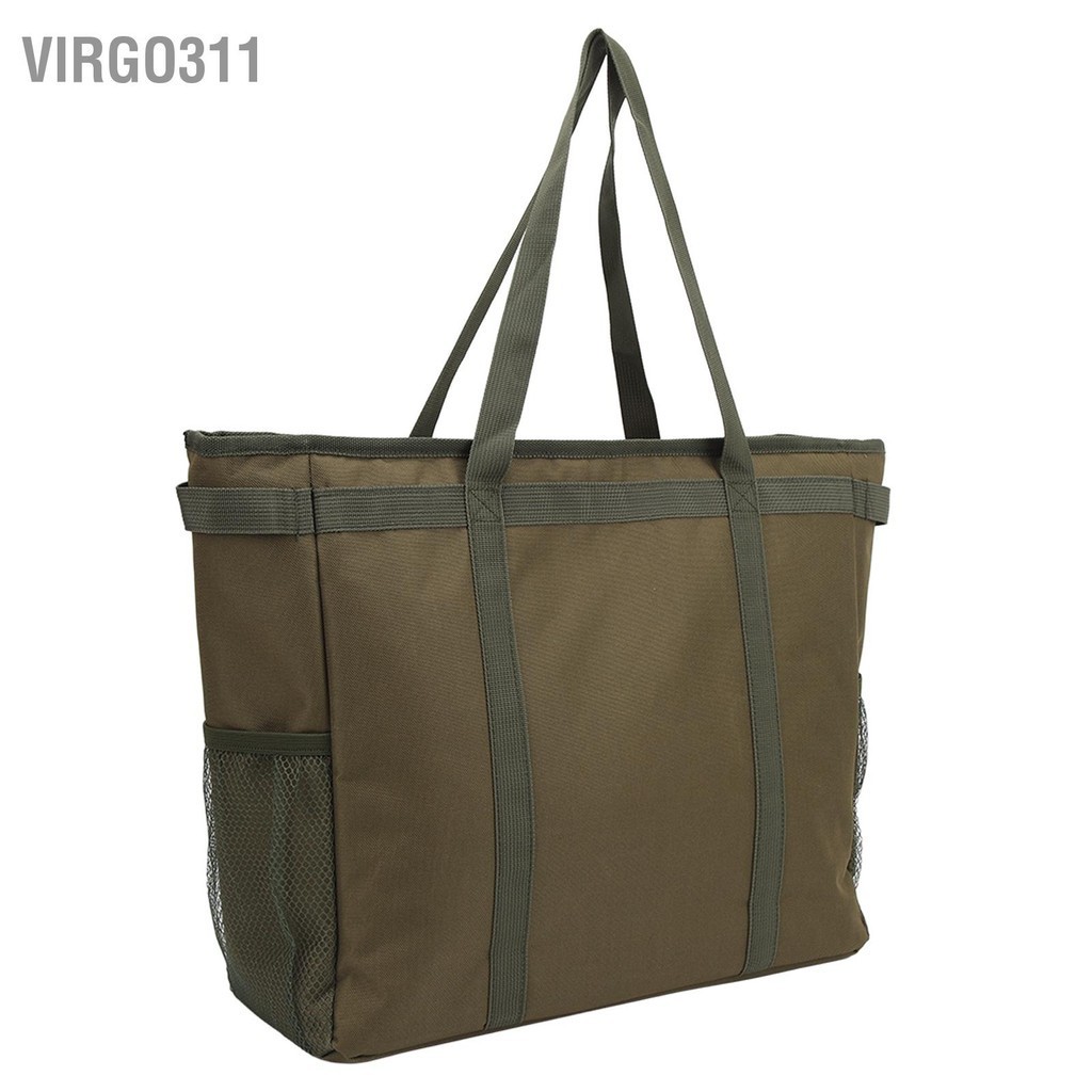 Virgo311 กระเป๋าเก็บความเย็นฉนวน 3 ชั้นหลายกระเป๋ากองทัพสีเขียวฉนวนนุ่ม Cooler Grocery Bag สำหรับเครื่องดื่มเบียร์เค้กผัก