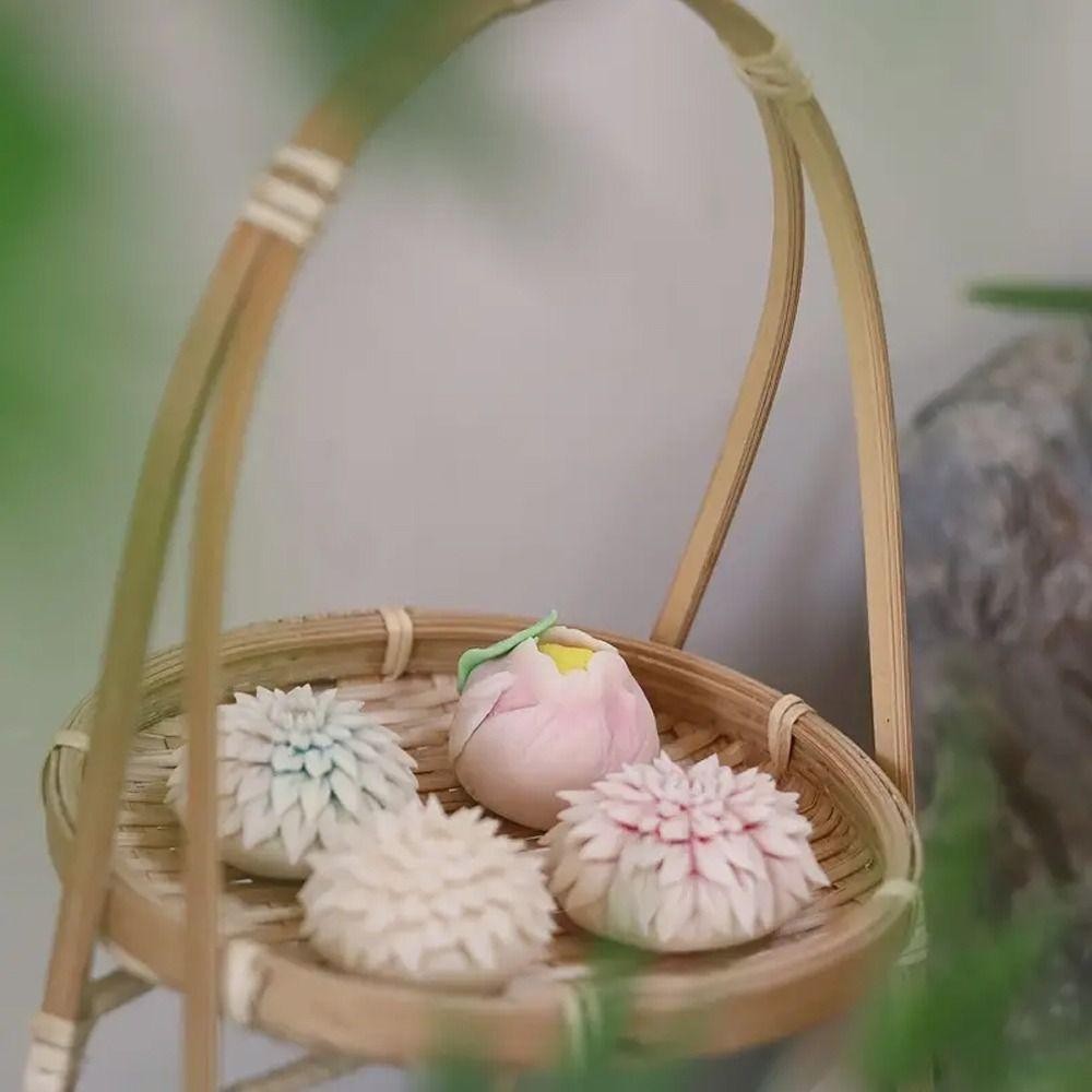 AEROFLOW ขาตั้งจอแสดงผลขนม,งานฝีมือ 1/2/3 ชั้นไม้ไผ่สานตะกร้า,ตะกร้าถาดรอบElegantสานตะกร้าเก็บบ้าน - รูปที่ 5