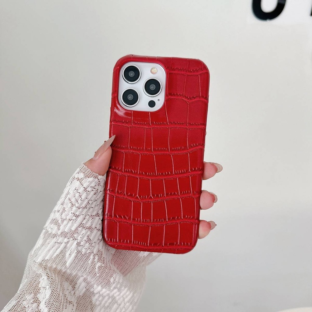 สําหรับ iPhone กรณีจระเข ้ รูปแบบสีทึบหรูหราป ้ องกันสําหรับ Apple iPhone 6 6S 7 8 Plus X XS Max XR 11 12 13 14 15 Pro Max ฝาครอบโทรศัพท ์ Guard Skin ของขวัญ