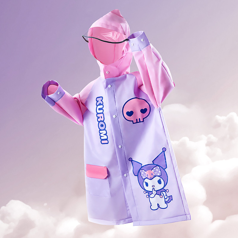 Sanrio Kids Raincoat EVA กระเป ๋ านักเรียนน ้ ําหนักเบาเสื ้ อกันฝนโรงเรียน