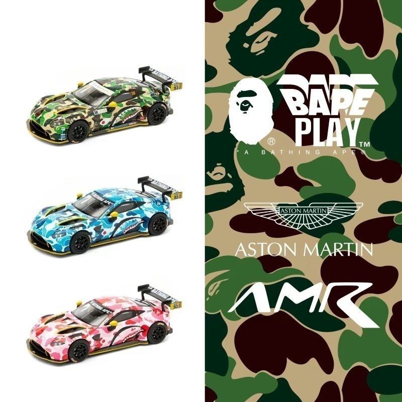P POP RACE 1/64 Aston Martin Aston Martin GT3 BAPE โมเดลรถอัลลอย