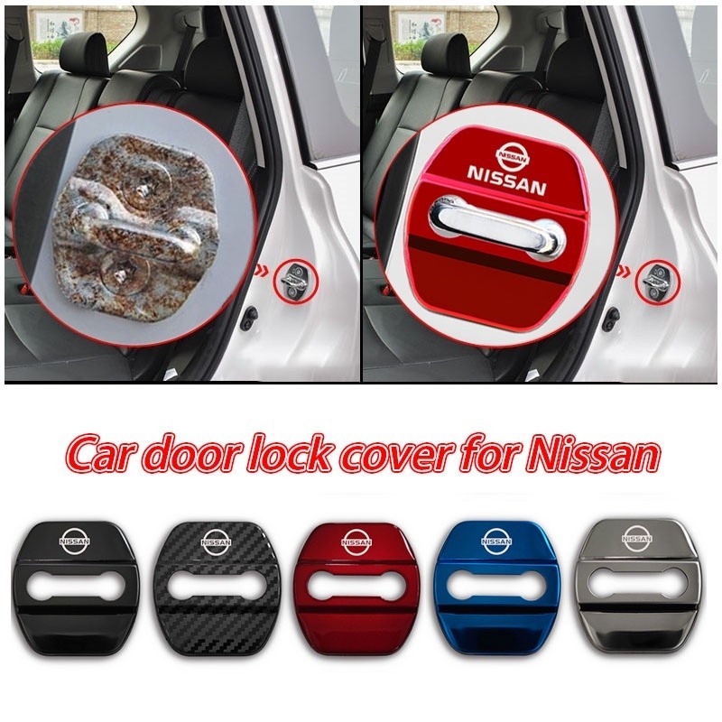 4pcs Nissan สแตนเลสรถประตูล ็ อคสําหรับ Kicks Navara Versa Np300 Sentra Versa มีนาคม Nv350 Caravan X-trail Almera อุปกรณ ์ เสริม