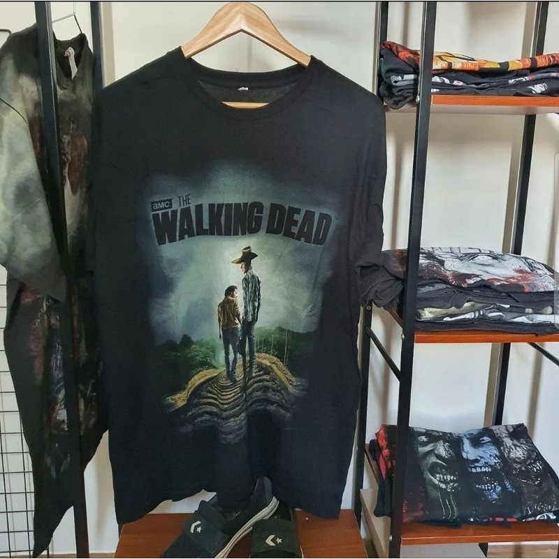 เสื้อยืดวินเทจ The Walking Dead ลาย ริค กับ คาล ตอกปี 2014สะดวกสบาย