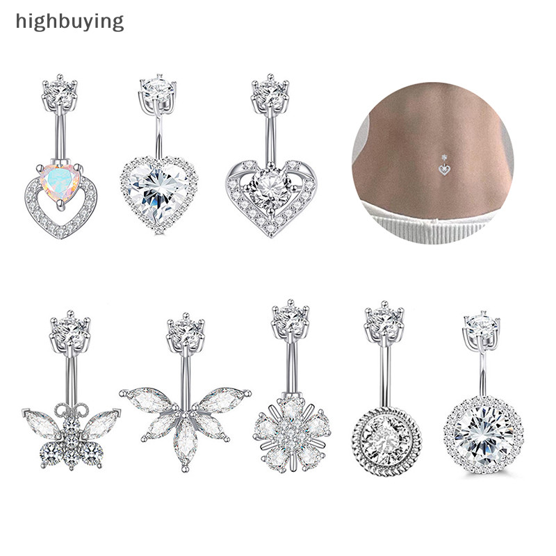 [ซื้อสูง] แฟชั่นคริสตัลเพทายปุ่มท้องแหวนสําหรับผู้หญิงสาวหัวใจประณีตผีเสื้อสะดือแหวนร่างกายเครื่องประดับของขวัญหุ้นใหม
