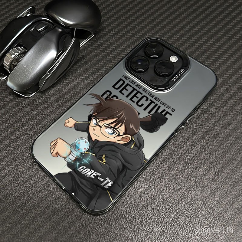 ใหม่ Conan Colorful เงินเคสโทรศัพท์สําหรับ iPhone 11 12 13 14 15 Pro MAX 7P 8 Plus 11Pro 12Pro 13promax X XR XS MAX SE Mini