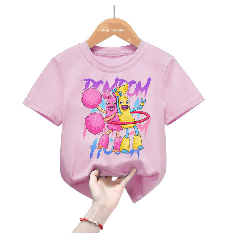 เสื้อยืด พิมพ์ลายกราฟฟิค My Singing Monsters Hoola And Pompom สไตล์ฮาราจูกุ สําหรับเด็กผู้ชาย และเด็กผู้หญิง 100-150cm