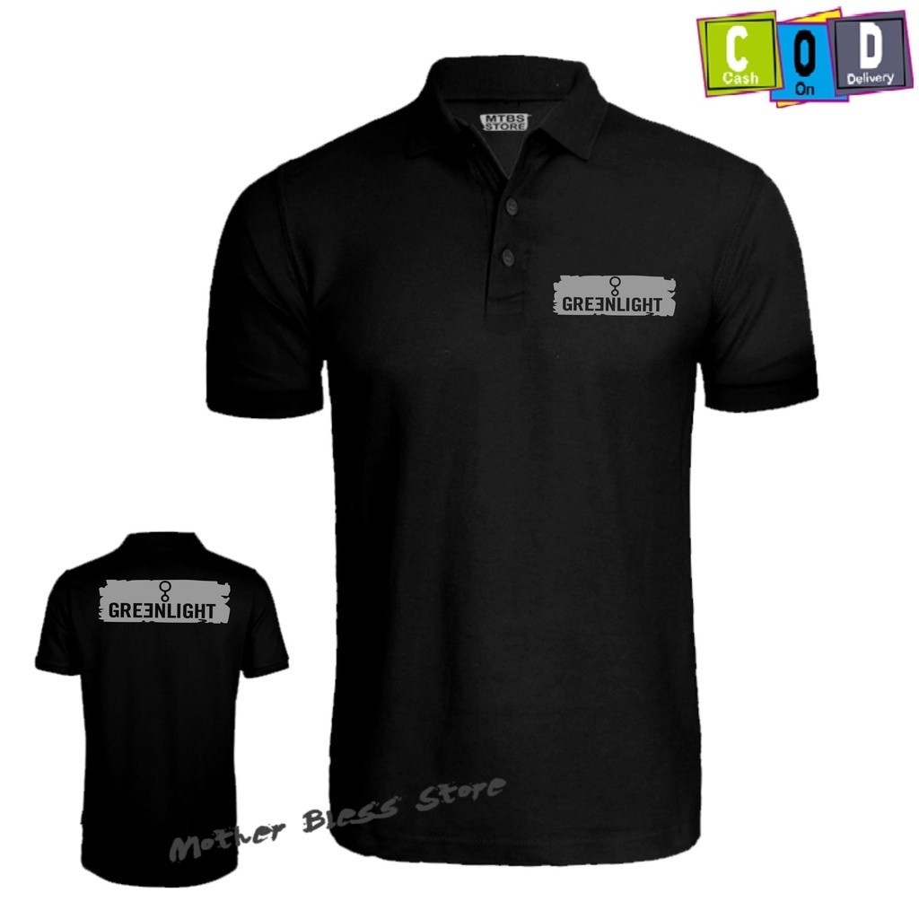 CJ.52 ล่าสุด Greenlight Splash Logo distro Collar Polo Shirt Front back Premuim Quality Logo Grey - 