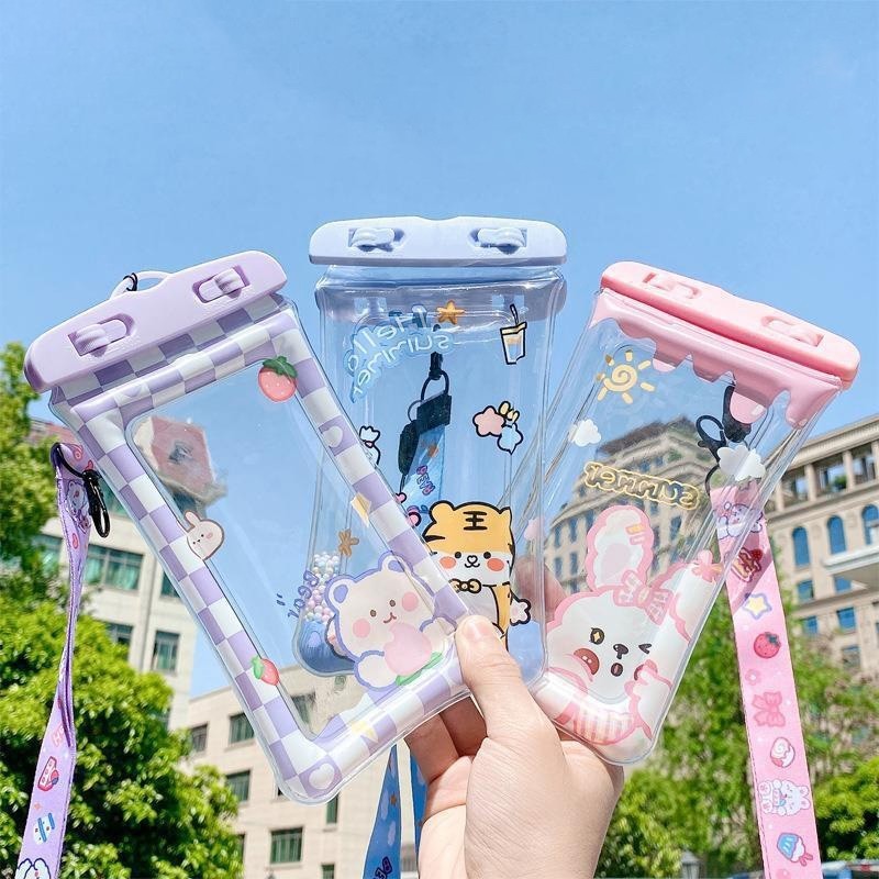 ซองกันน้ำ ต้อนรับสงกรานต์ ซองใส่โทรศัพท์กันน้ำ รุ่นมีซิปล็อก แถมสายคร้องคอ คละสี