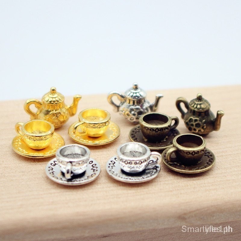 บ ้ านตุ ๊ กตาจําลอง Golden Suit ฉากยิง DollhouseMini กาน ้ ําชาโลหะหม ้ อกาแฟครัว Miniature จําลอง Golden Suit ฉากยิง