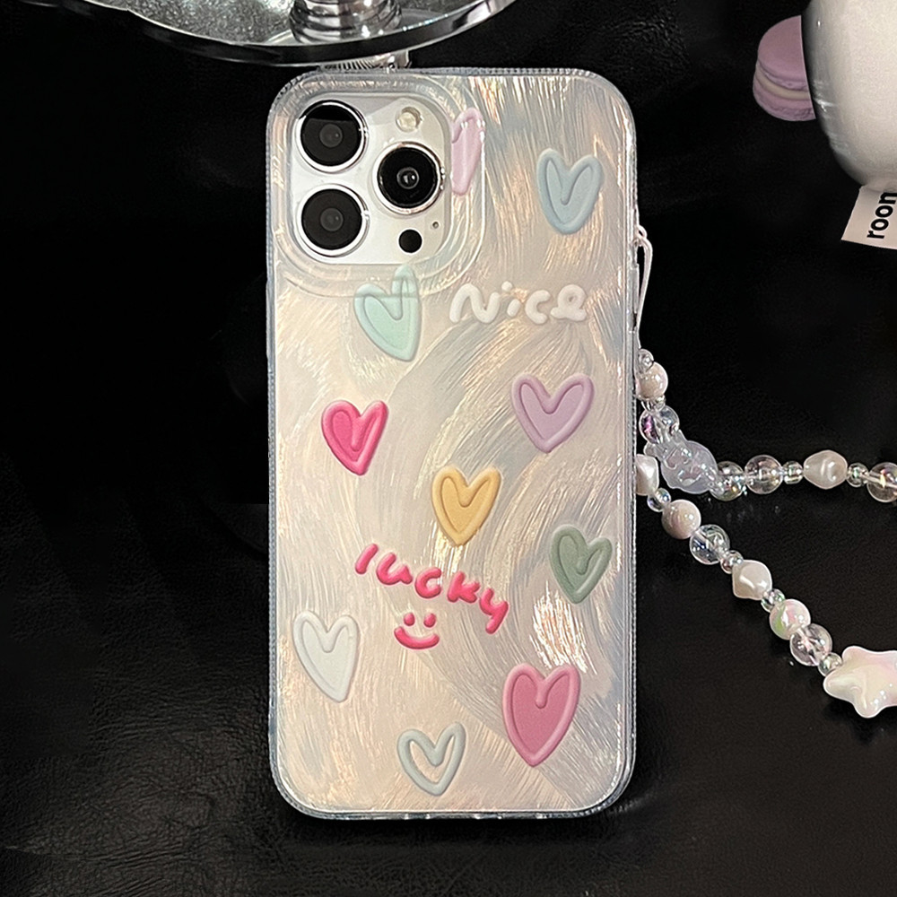 เคสไอโฟน 15/14/13/12/11 Pro max เส้นด้ายขนนก Laser Love&stars กันกระแทก Compatible Case iPhone 11,12,13,14,15,16,11PM,12PM,13PM,14PM,15PM,16PM,16Plus,X/Xs, XR,7 +,8Plus