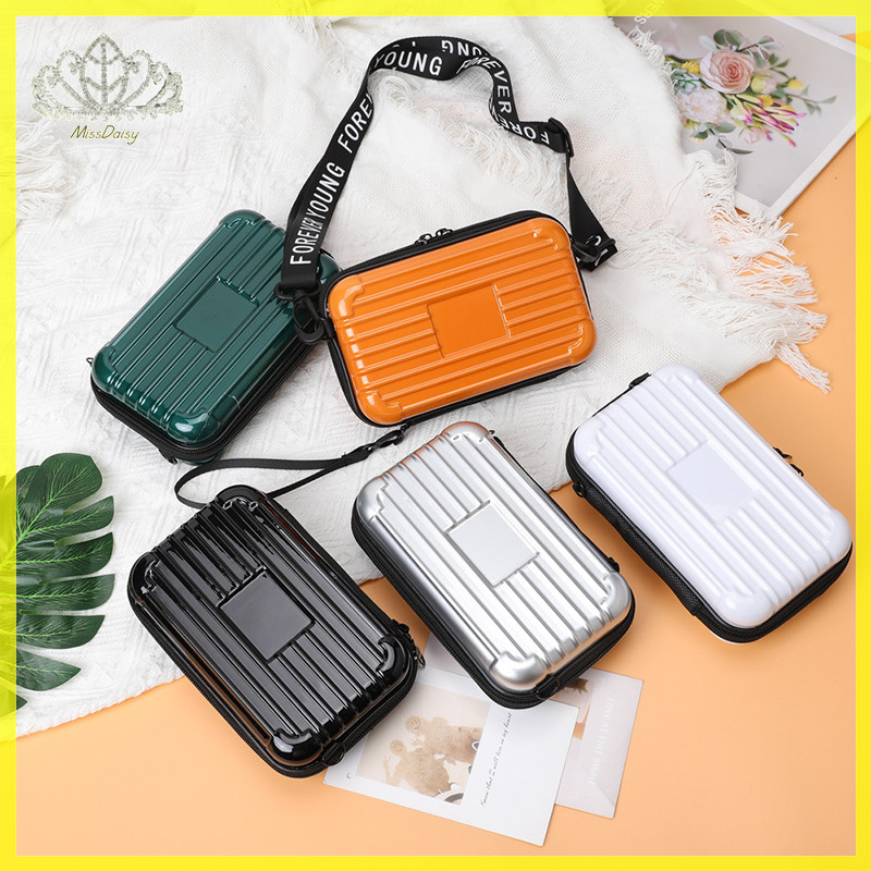 Daisy Simple น้ําหนักเบากล่องกระเป๋า Unisex อินเทรนด์ Hard Case กระเป๋าสะพายซิปสีทึบผู้หญิงผู้ชาย Messenger กระเป๋า TH