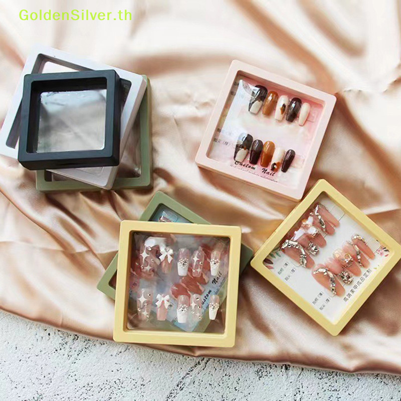 Goldensilver Nail Art Display Box PE Film Jewelry Ring Earing Case Pendant Holder Coin Badge Medal H