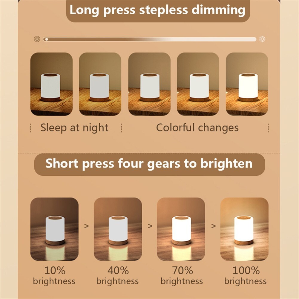 รับประกัน 3 ปี โคมไฟตั้งโต๊ะหัวเตียง ไฟแต่งห้อง led โคมไฟตั้งโต๊ะ LED แบบเปลี่ยนสีได้7สี เปลี่ยนสีได้ โคมไฟตั้งโต๊ะทรงกร - รูปที่ 2