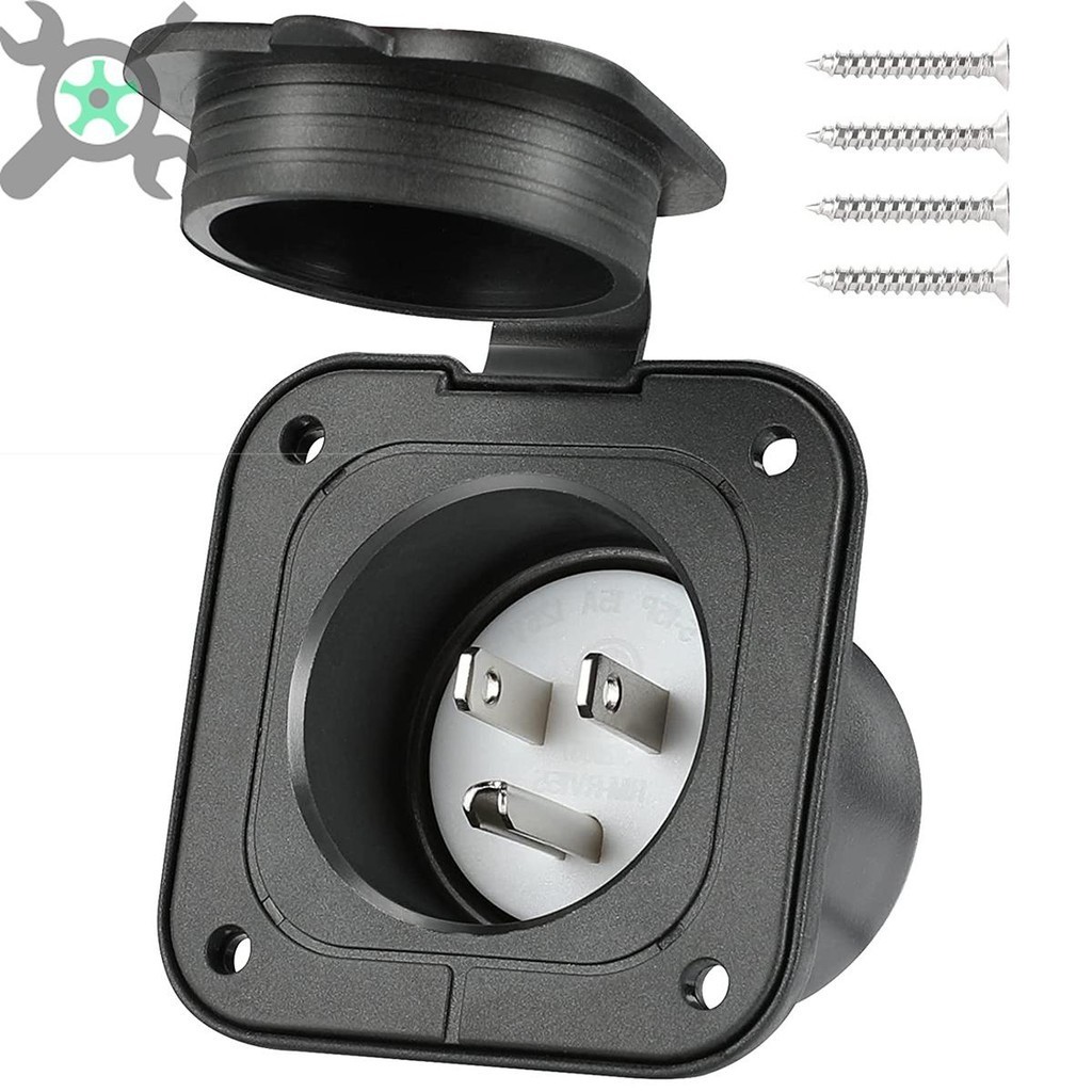15 Amp Shore Power Inlet Plugs 125V Flange Inlet RV Power Outlet Socket พร ้ อมฝาครอบกันน ้ ํา SHOPCYC6102