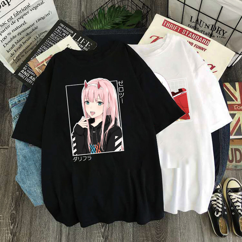 Darling The Franxx Japan Vintage Cotton Zero Two 002 Graphic Tee Ropa Mujer Camisetas
