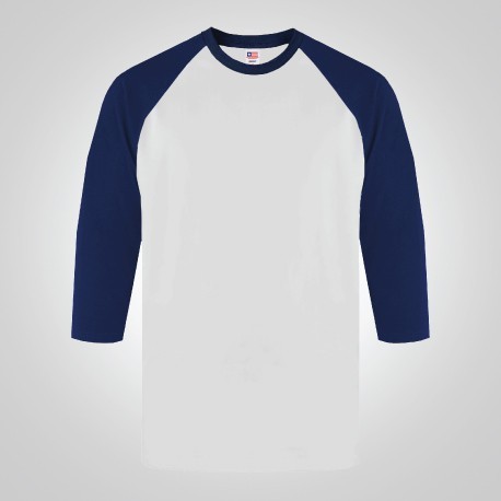 NSA - ผ้าขี้ริ้วคอตตอนพรีเมี่ยม 3/4 7260 สีขาว/กรมท่า