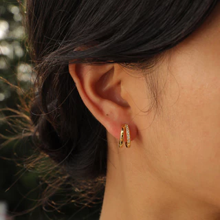 Vnox Zircon Cubic แหวนคู่ต่างหูผู้หญิงสาว,18K Gold ขนาดเล็กน่ารักเครื่องประดับหูขายส่ง