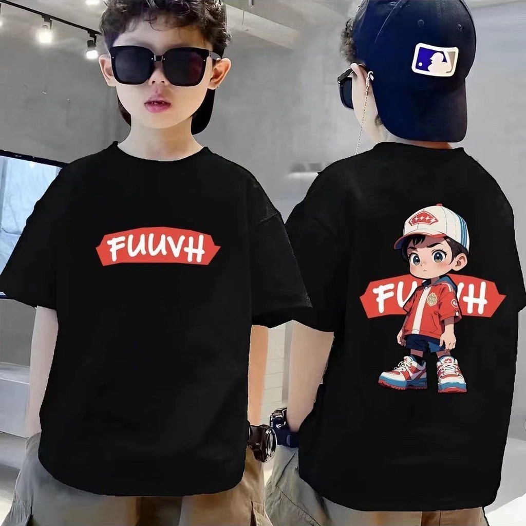 100 ~ 160เด็กชายแขนสั้นเสื้อยืดกลางเด็กใหญ่ฤดูร้อนเด็กท็อปส์สบายๆหล่อเด็กชายตัวเล็กๆหลวมพิมพ์เสื้อผ้าเด็กเสื้อเด็กชายเสื้อผ้าเด็ก