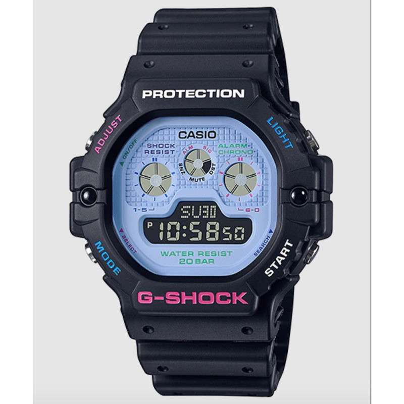 G-shock DW-5900DN-3 นาฬิกาผู ้ ชาย Black Blue Tapak Kucing Sports