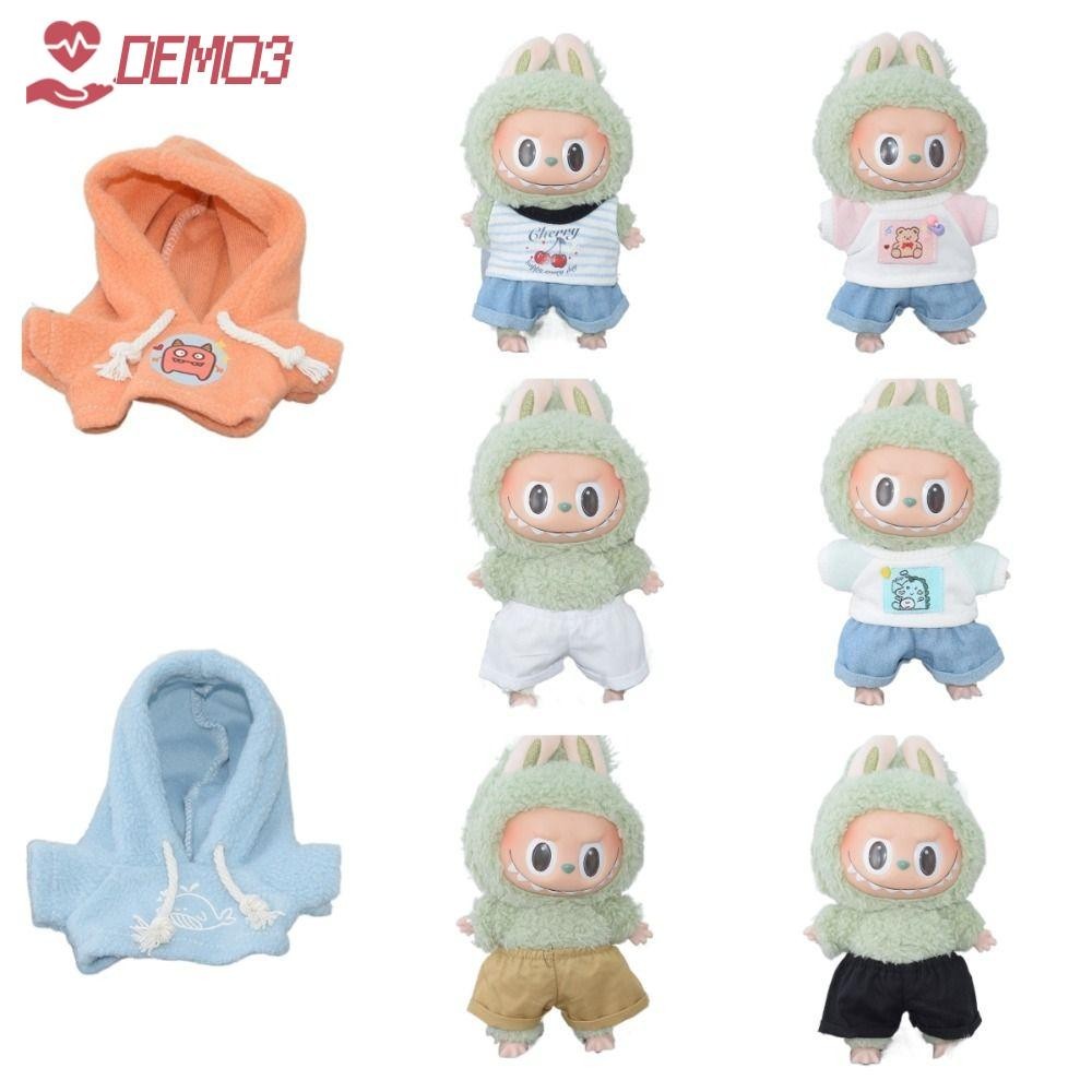 Demo3 Labubu Hoodie,เปลี่ยนDIY Labubuเสื้อผ้าจับคู่,สบายๆHand-Madeหลายสไตล์ตุ๊กตากางเกงขาสั้นของขวัญวันเกิด