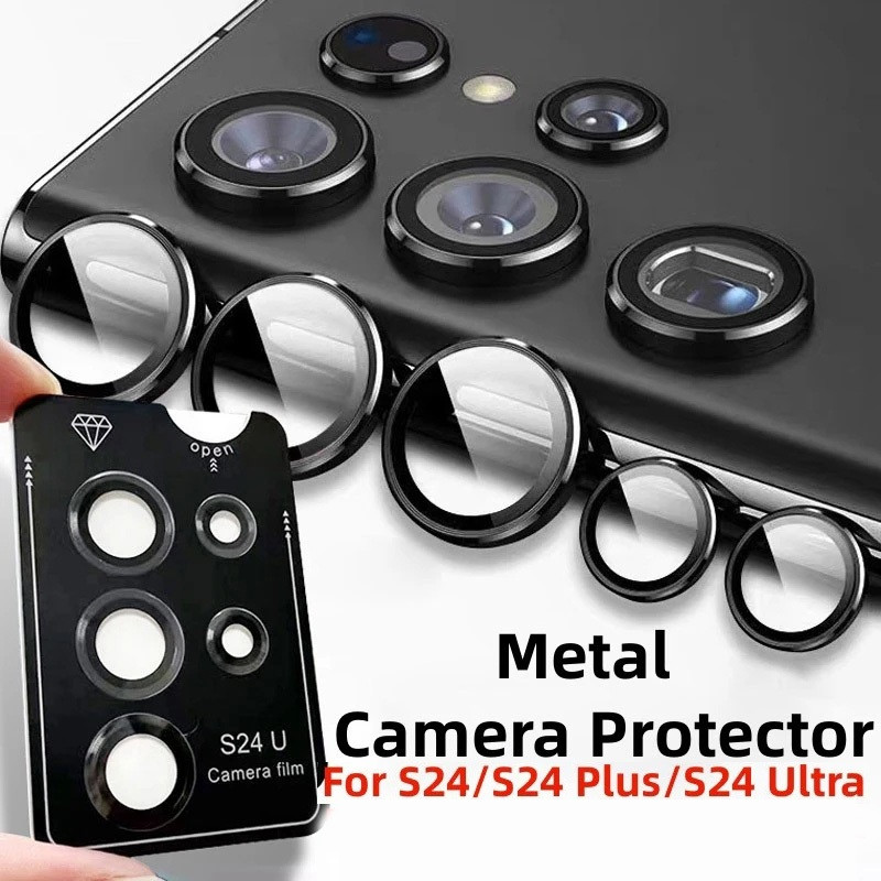 ฟิล์มกระจกนิรภัยกันรอยเลนส์กล้อง อลูมิเนียมอัลลอย สําหรับ Samsung S23 Plus S22 S23 Ultra S23+ S24 S24ULTRA S23ULTRAS24FE
