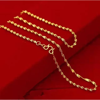 เวียดนามทรายทอง 24K สีทองชุบสุภาพสตรี Twist สร ้ อยคองูกระดูกโซ ่
