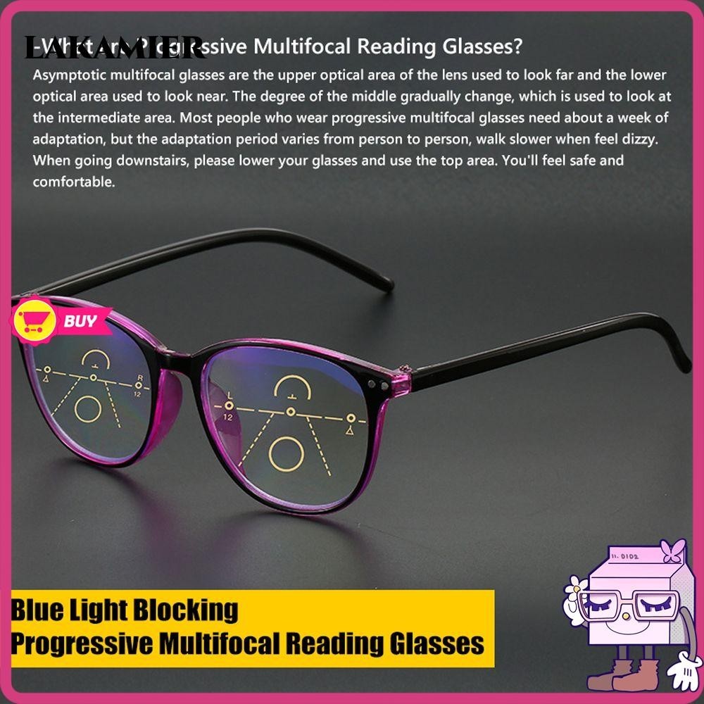 LAKAMIER [Ready Stock] Progressive Multifocus Reading Glasses With Spring Hinge Blue Light Blocking Computer Eyeglasses Women Men
