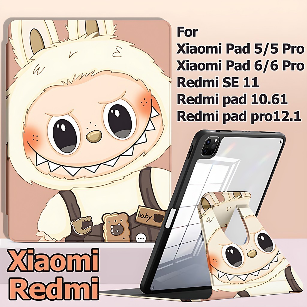 สําหรับ Xiaomi Pad 6/6 Pro Xiaomi Pad 5/5 Pro เคส Redmi SE 11 Pad 10.61 pad pro12.1 360° หมุนได้ LABUBU เคส Xiaomi