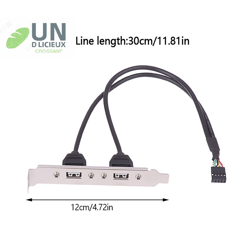 ดี 30 ซม.สีดํา 2 พอร์ต USB 2.0 เมนบอร์ดแผงด้านหลังขยายไปยัง IDC 9 พินเมนบอร์ดสาย USB อะแดปเตอร์โฮสต์ได้ดี