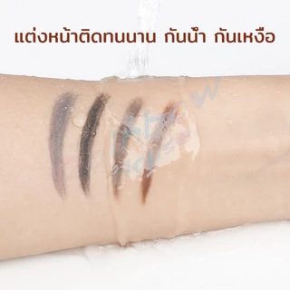 R.H. ดินสอเขียนคิ้ว 2 in 1 มีหัวเขียน และหัวแปรงปัดคิ้ว ทรงสามเหลี่ยม กันน้ํา กันเหงื่อ ติดทนนาน Eyebrow pencil