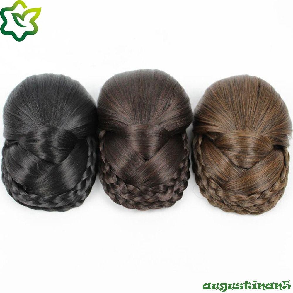 ออกัสติน มวยผมปลอมบุญที่มองไม่เห็นสีน้ําตาลอินเทรนด์ทนความร้อนไฟเบอร์อุปกรณ์ผมต่อผมผู้หญิงสาวสังเคราะห์เจ้าสาว แฮร์พีซ