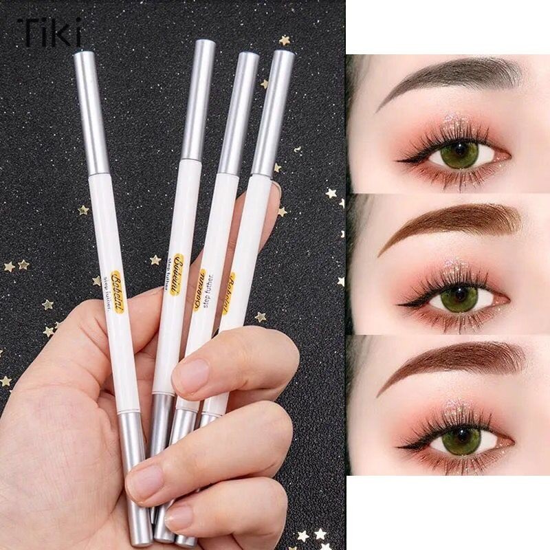ดินสอเขียนคิ้วสองหัว แบบหมุนออโต้ กันน้ำ ติดทนนาน พร้อมแปรงคิ้วในตัว 2 in 1 ดินสอเขียนคิ้ว