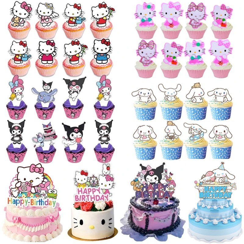 24ชิ้นน่ารักเค้กวันเกิดตกแต่ง1ชิ้นเค้ก ที บน,24ชิ้นคัพเค้ก ที บน สําหรับเด็กตกแต่งงานเลี้ยงวันเกิดอุปกรณ์สําหรับชายหญิงเด็กวัยรุ่นผู้ใหญ่งานเลี้ยงวันเกิดโปรดปราน