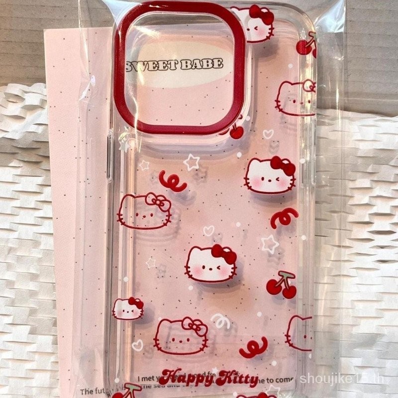 Cherry Flavour Hello Kitty สําหรับ Apple 15 เคสโทรศัพท์ 13promax Soft Shell Xsmax โปร่งใส 7P Drop-Re