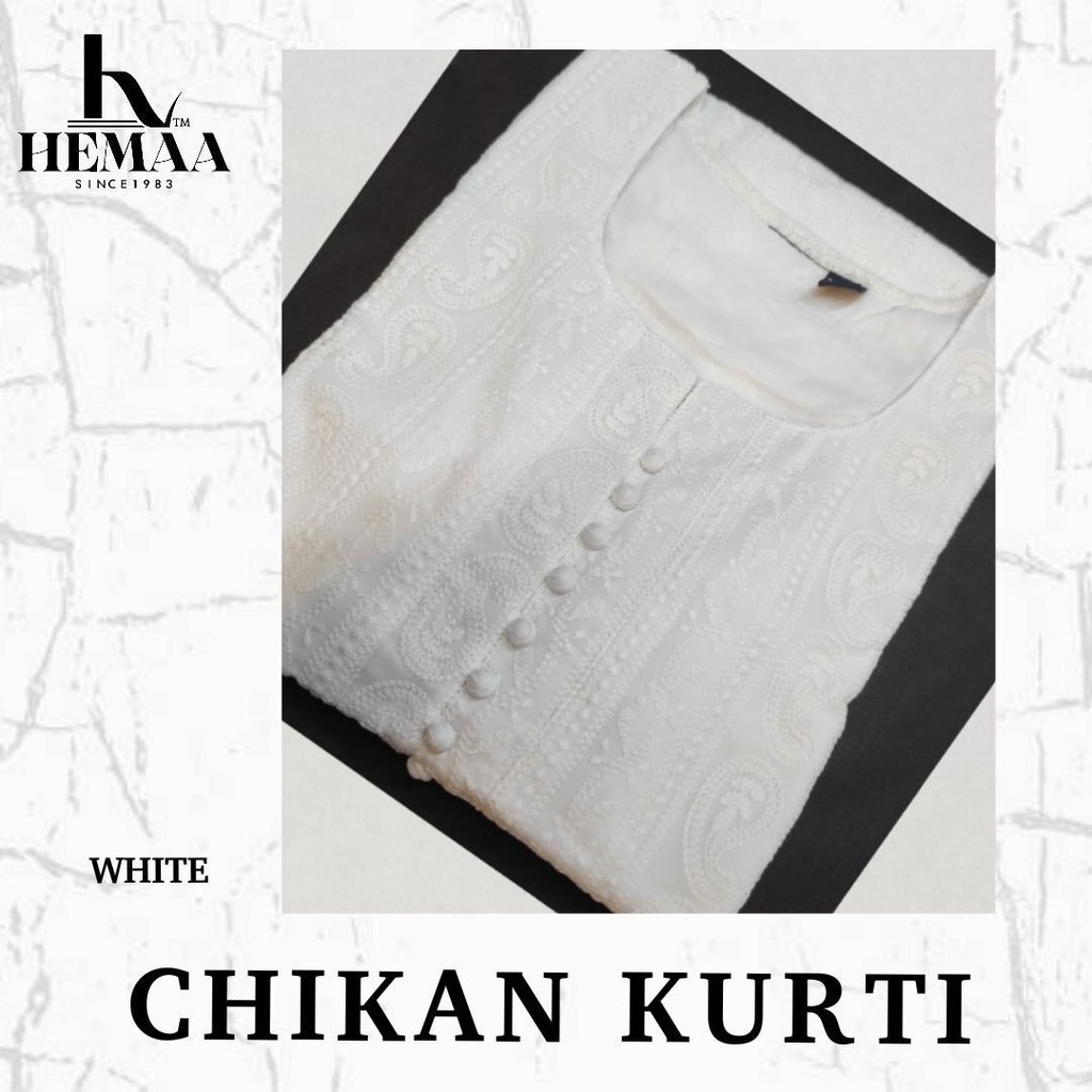 White kurti Round Neck Premium Quality Kurti ธรรมดา kurti ชุดอินเดีย
