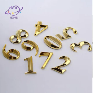 [mayhome] 1 ชิ้นความสูง 5 ซม.Golden Home สติกเกอร์ที่อยู่ประตูป้ายทอง Modern House Number {TH}