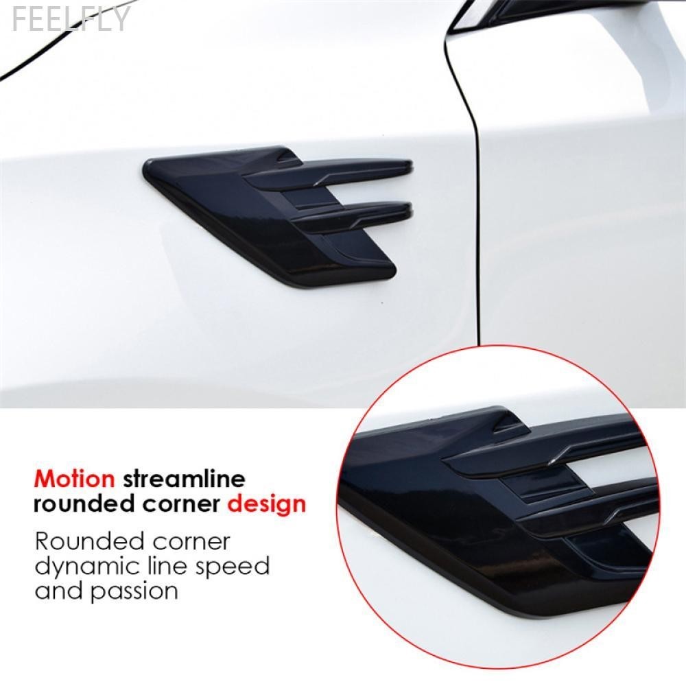 Feelfly 2 ชิ้นรถจัดแต่งทรงผม 3D Shark Gills รถด้านข้างปลอม Vent สติกเกอร์รถภายนอก Air Intake Flow ด้านข้าง Fender Vent Wing ฝาครอบ Trim F4X4
