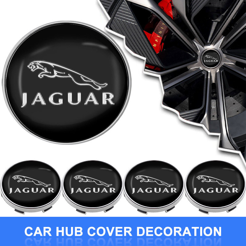 4PCS 56 มม./60 มม.ฝาครอบขอบรถ Decal ยางล้อ Center Hub Cap สติกเกอร์สัญลักษณ์สําหรับ Jaguar XF XE XJ 